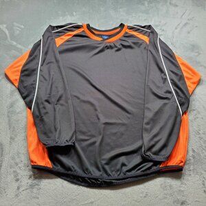Mizuno Baseball Wind Lite Performance Pullover Shirt Black Orange Men Sz 2XL